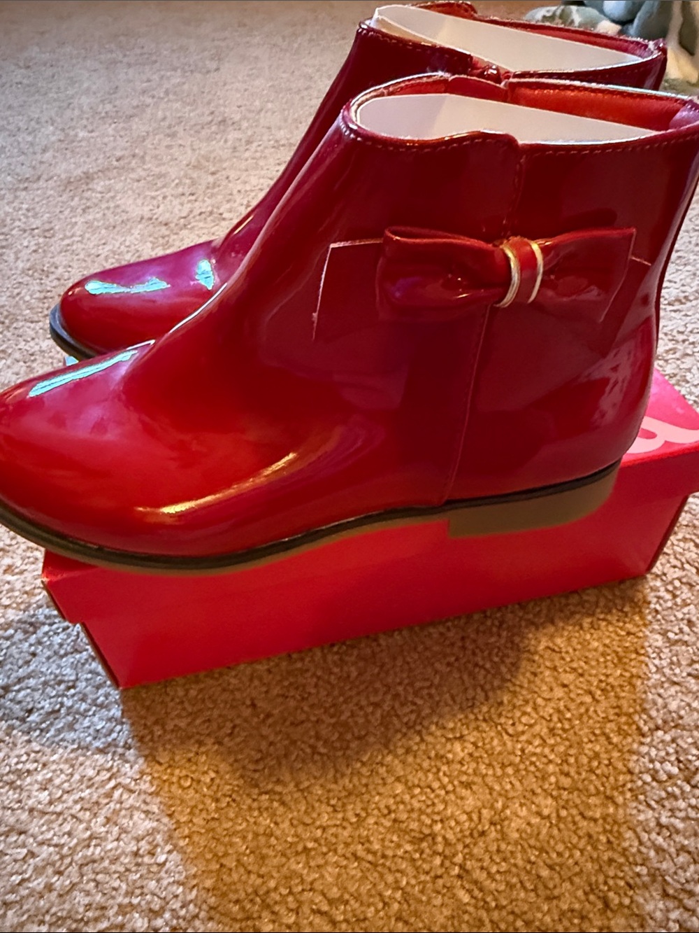 Gymboree Shiny Red Patent Bow Ankle Booties